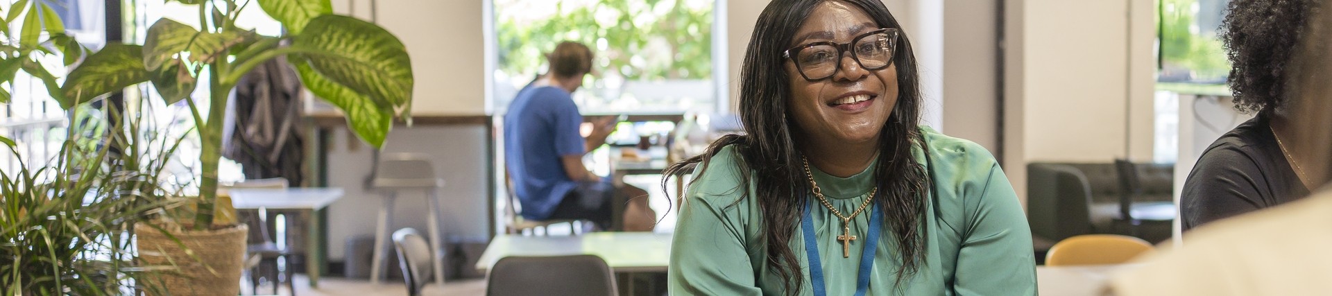 student in coffee shop in London