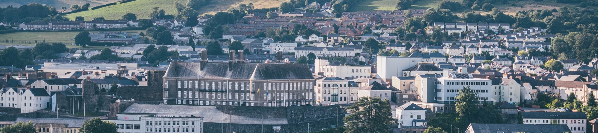 Aerial shot of Carmarthen