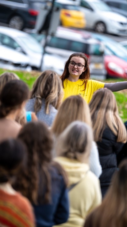 Student Ambassador leading a campus tour