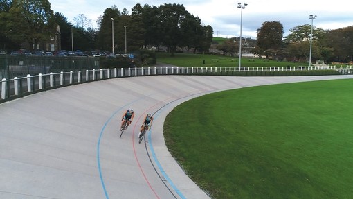 Cyclists on the race course in Carmarthen park