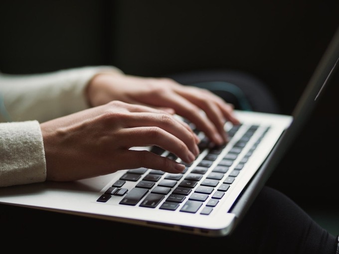 A person using a laptop