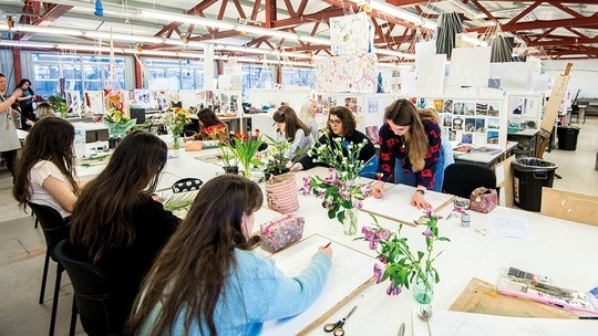 Surface Pattern students working in a studio