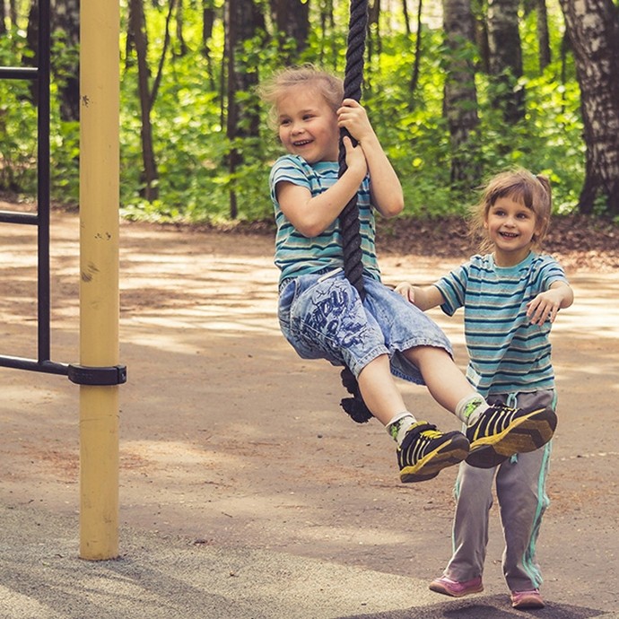 Children playing outside. 
